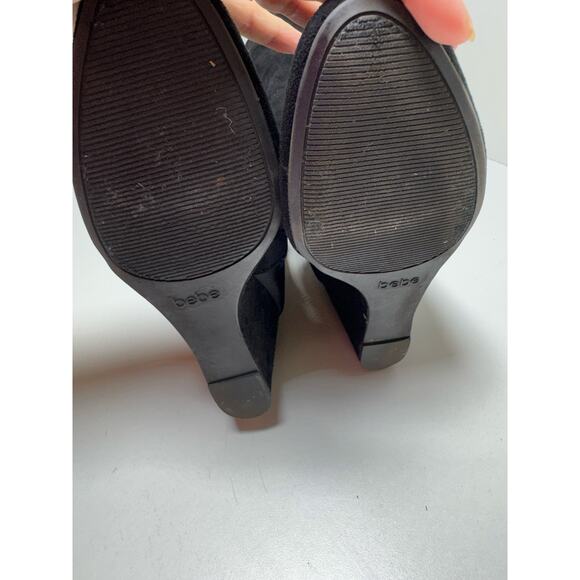 Bebe Women’s Hanan Sz9 M Black Knee High Boots Zip Up Wedge Heel Whimsy Goth - Picture 12 of 12